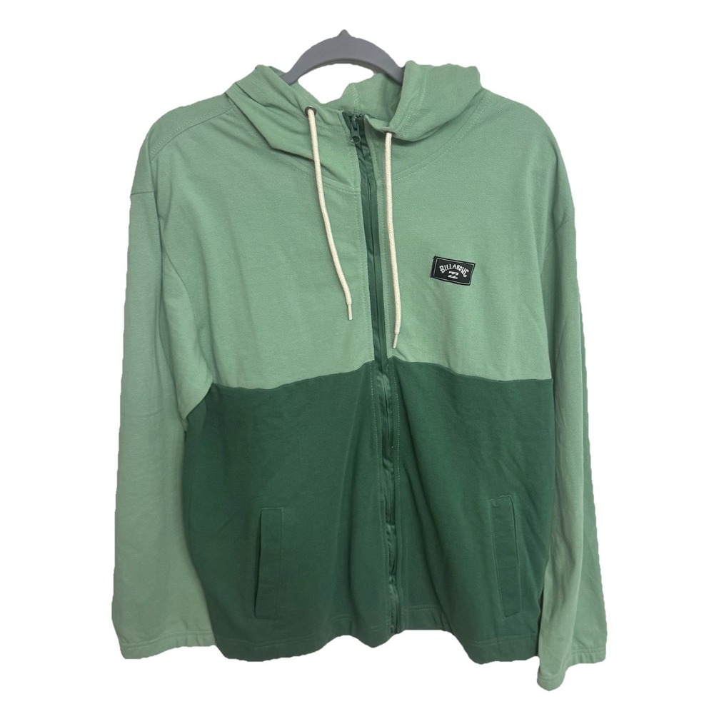 Billabong Abner Green Color Block Hoodie Full Zip Jacket Men's Size M New